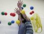 Student being hammered by dodge balls